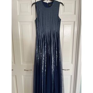 ASOS Navy Sequin and Chiffon Evening Gown